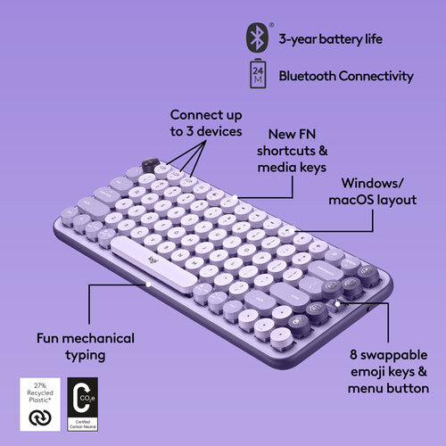 Logitech POP Keys Mechanical Wireless Keyboard - Cosmos