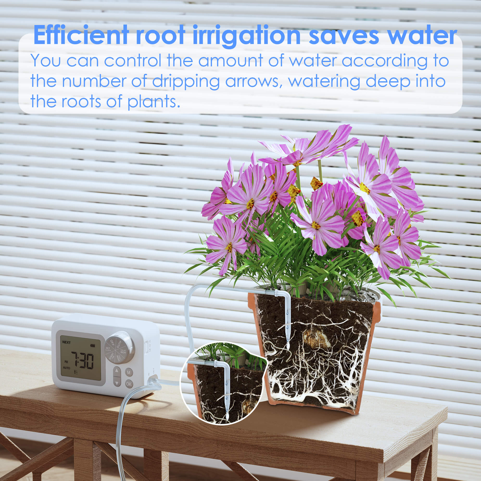 Automatic Watering System for Potted Plants, Automatic Drip Irrigation Kit, Plant Self Watering Programmable Indoor System with LED display/USB Power /Water Timer