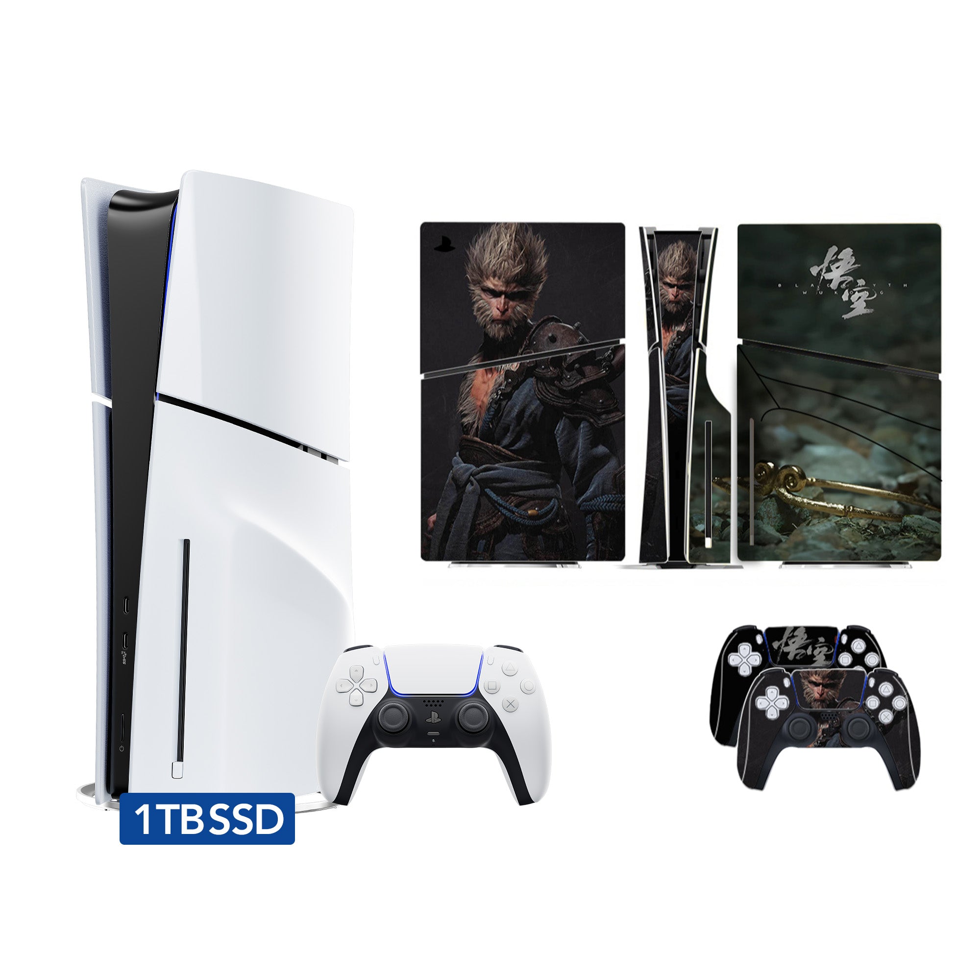 PlayStation 5 Slim Disc Version PS5 Gaming Console, AMD Ryzen Zen 8 Cores CPU 1TB PCIe Gen 4 NVNe SSD with Wireless Controller, Customized Full Body Skins - Black Myth Wukong - PS5 Disc Slim PlayStation 5 Slim Disc Version PS5 Gaming Console, AMD Ryzen Zen 8 Cores CPU 1TB PCIe Gen 4 NVNe SSD with Wireless Controller, Customized Full Body Skins - Black Myth Wukong - PS5 Disc Slim