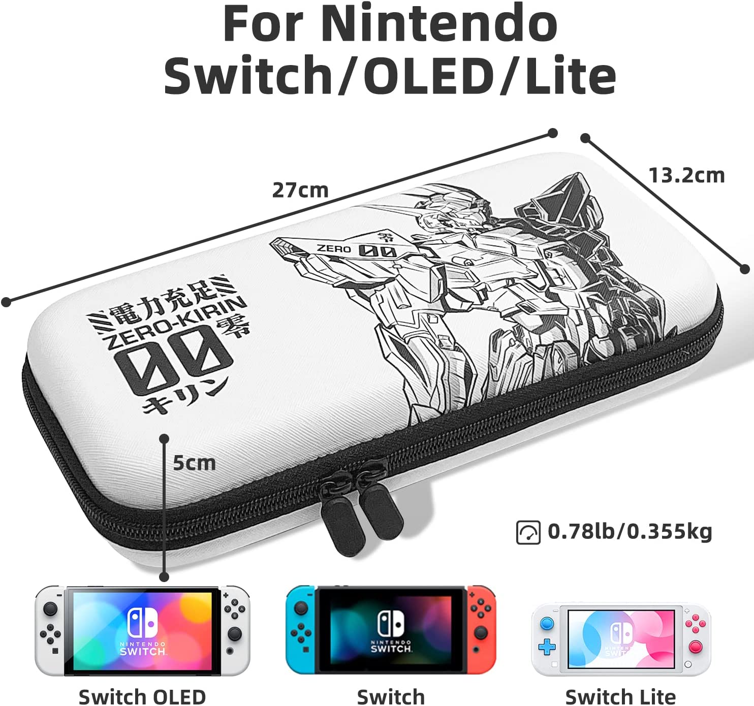 Mytrix Switch Carrying Case for Nintendo Switch & Switch OLED, Zero-Kirin Protective Travel Storage Bag with Pocket & 10 Game Card Slots
