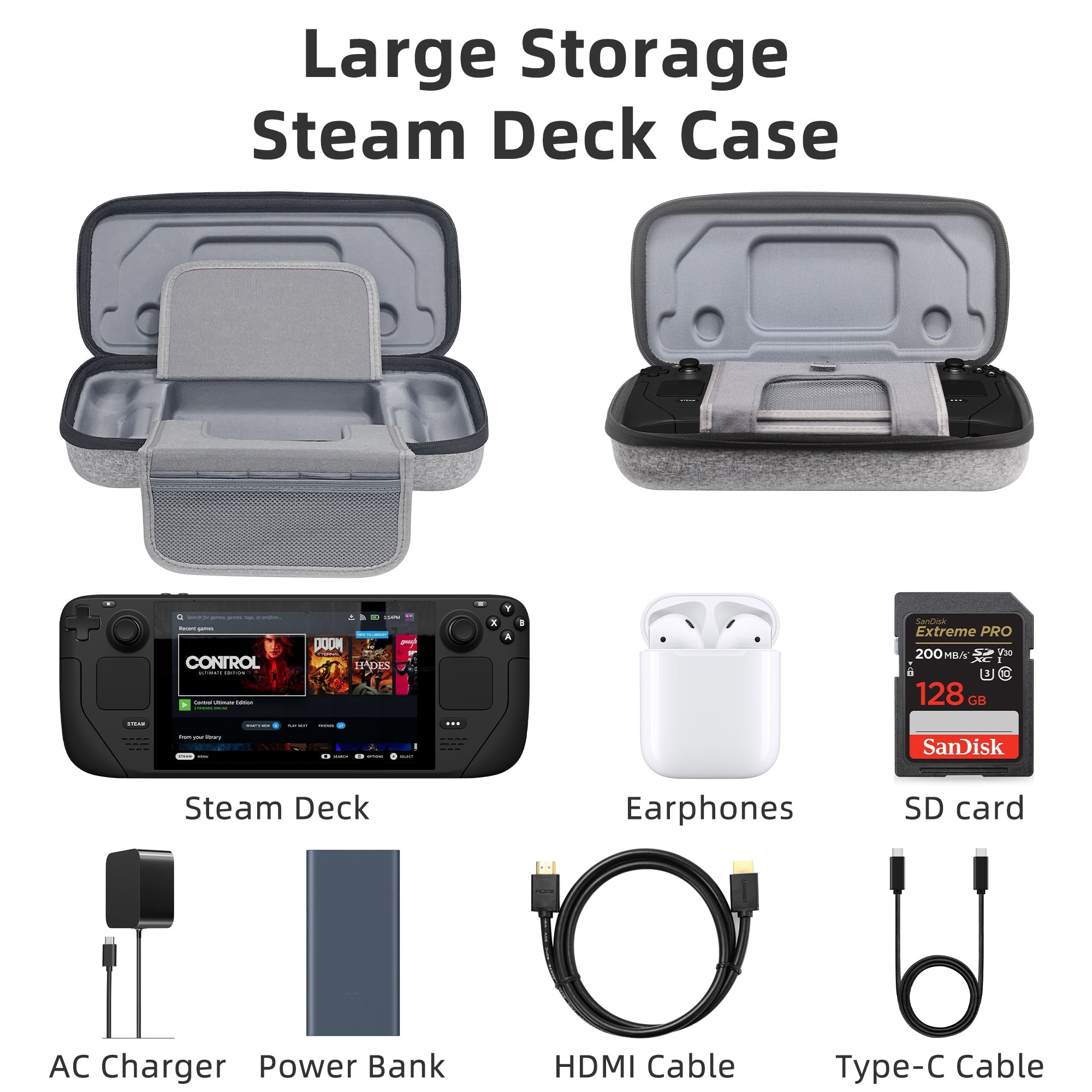 Mytrix Zero-Kirin Steam Deck Protective Travel Carrying Case, Portable Hard Shell Pouch for Steam Deck Console & Accessories