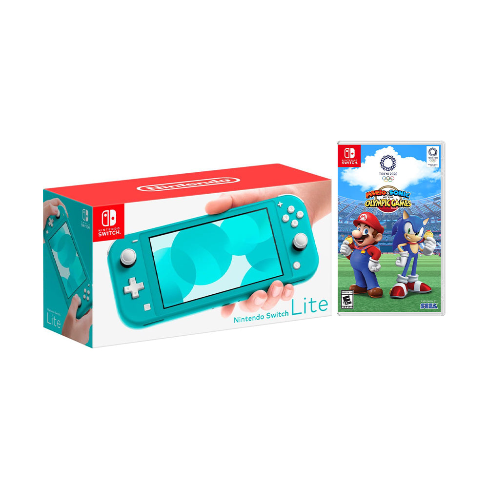 Nintendo Switch Lite Turquoise Bundle with Mario & Sonic at the Olympic Games: Tokyo 2020 NS Game Disc - 2019 New Game!