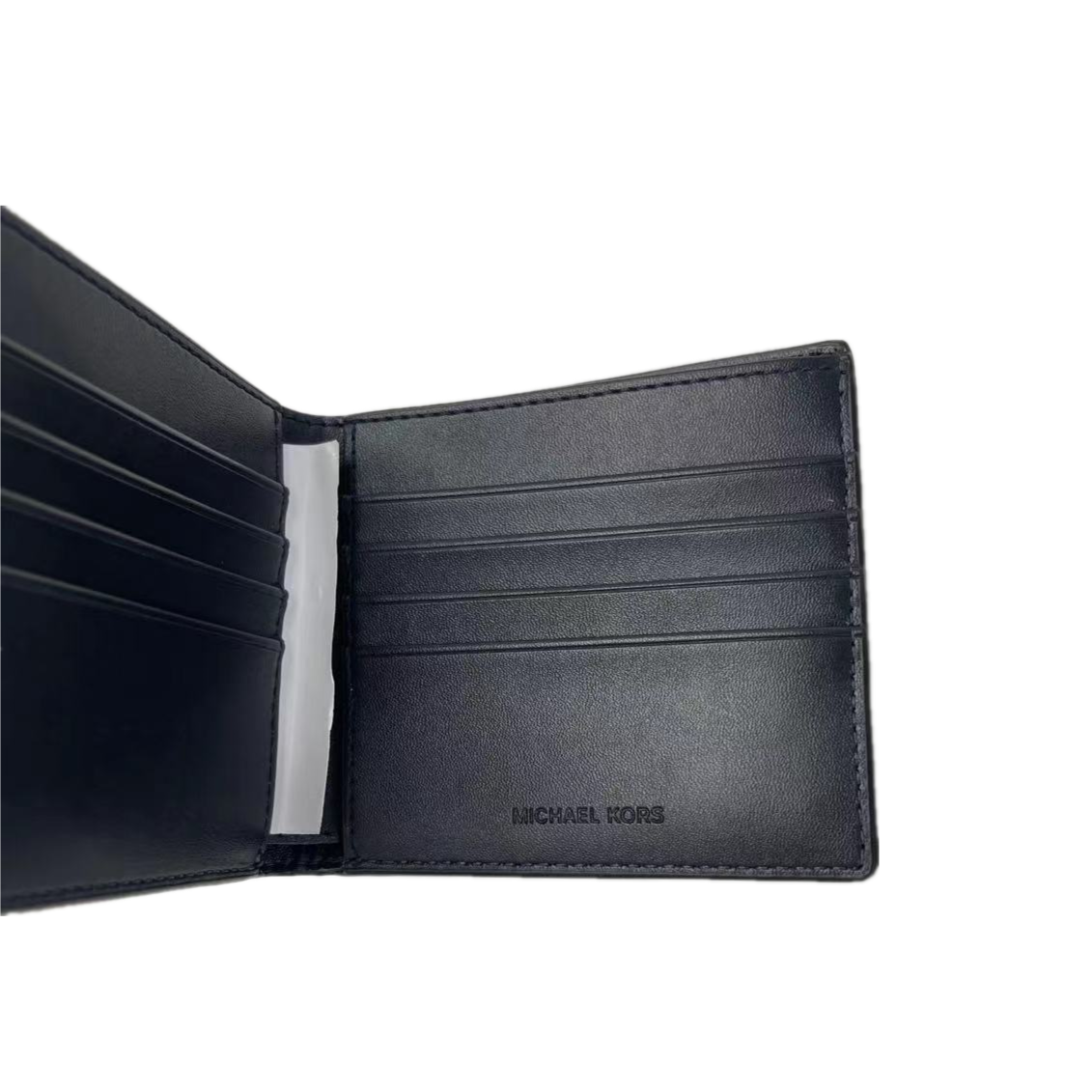 Michael Kors Cooper 36S0MCOF1B Leather Black/Mandrine Logo Graphic Design Billfold Wallet 193600691379