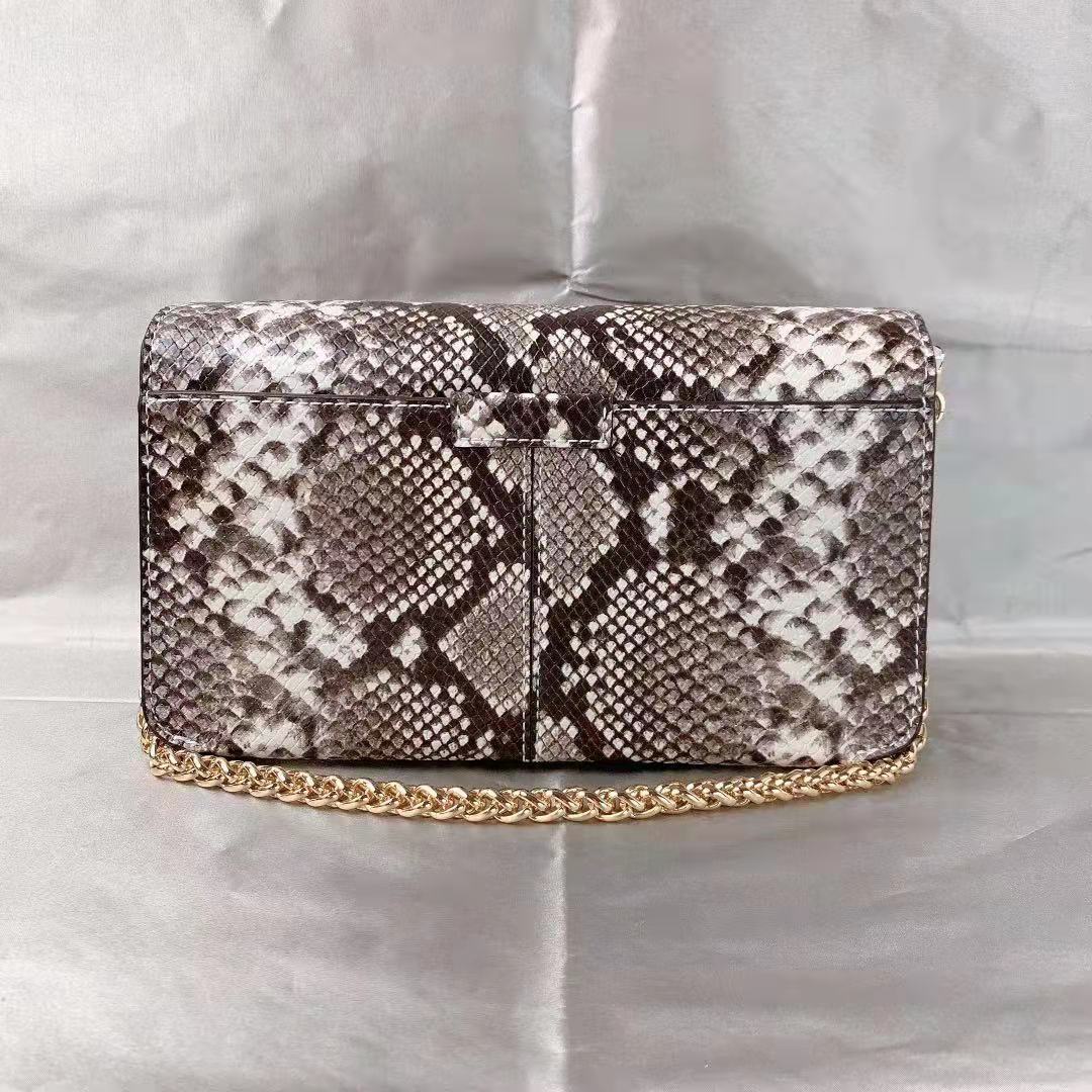 MICHAEL KORS 35F1G6SL3G Sonia Medium Snake Embossed Faux Leather Shoulder Bag In Natural 194900665367
