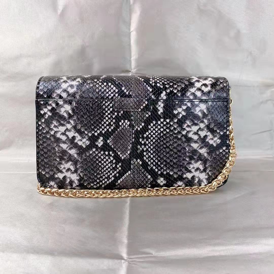 MICHAEL KORS 35F1G6SL3G Sonia Medium Snake Embossed Faux Leather Shoulder Bag In Black 194900665343