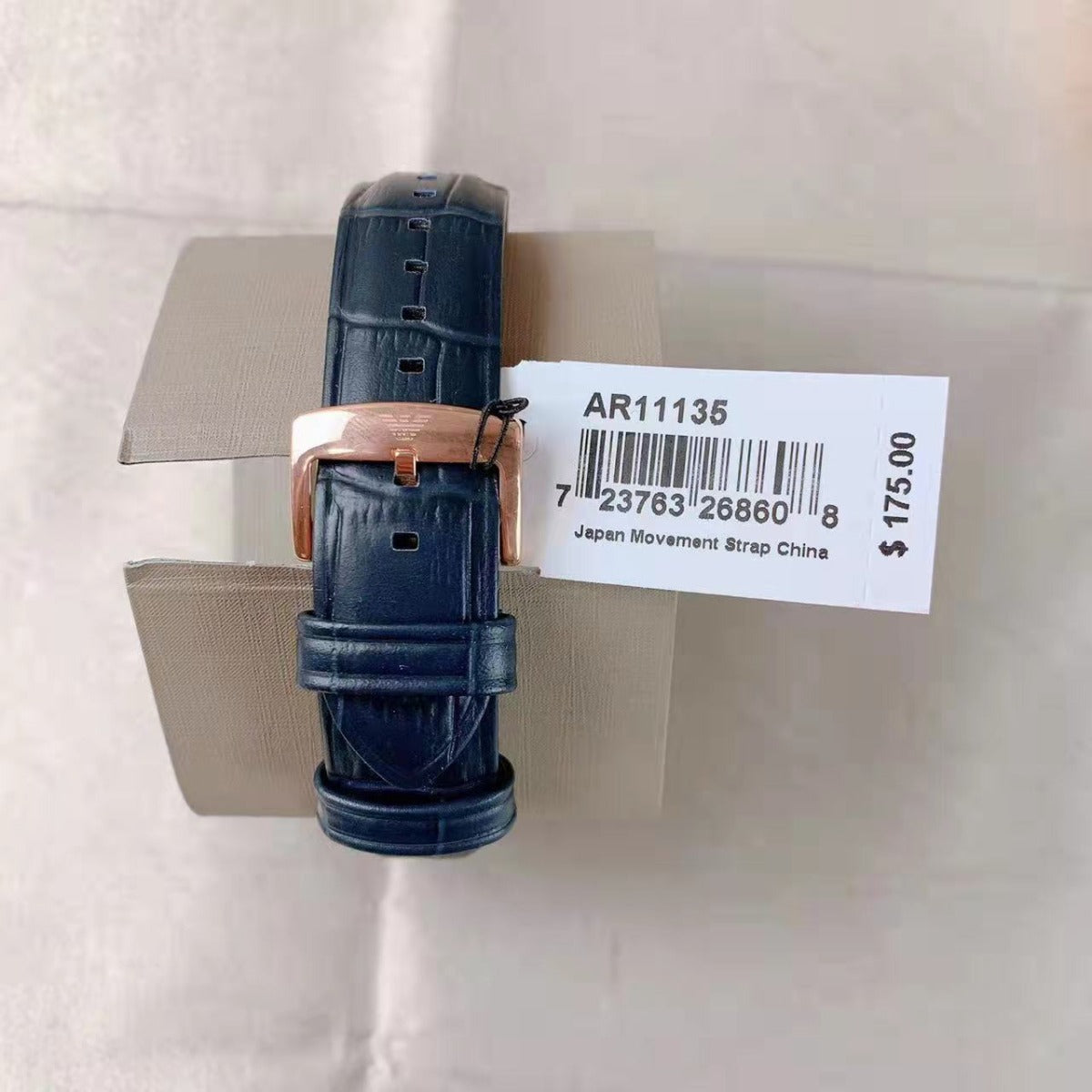 Emporio Armani AR11135 Three-Hand Date Blue Leather Watch - 723763268608