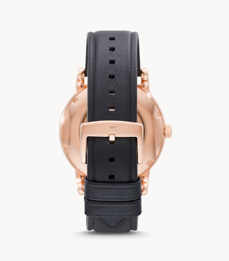 Emporio Armani AR60031 Three-Hand Black Leather Watch 723763292184