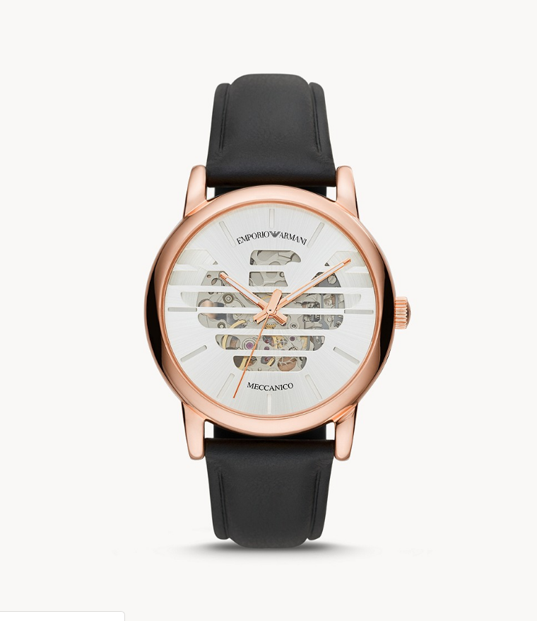 Emporio Armani AR60031 Three-Hand Black Leather Watch 723763292184