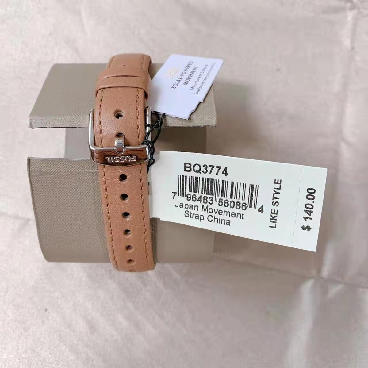Fossil BQ3774 Vale Solar-Powered Brown Leather Watch 796483560864