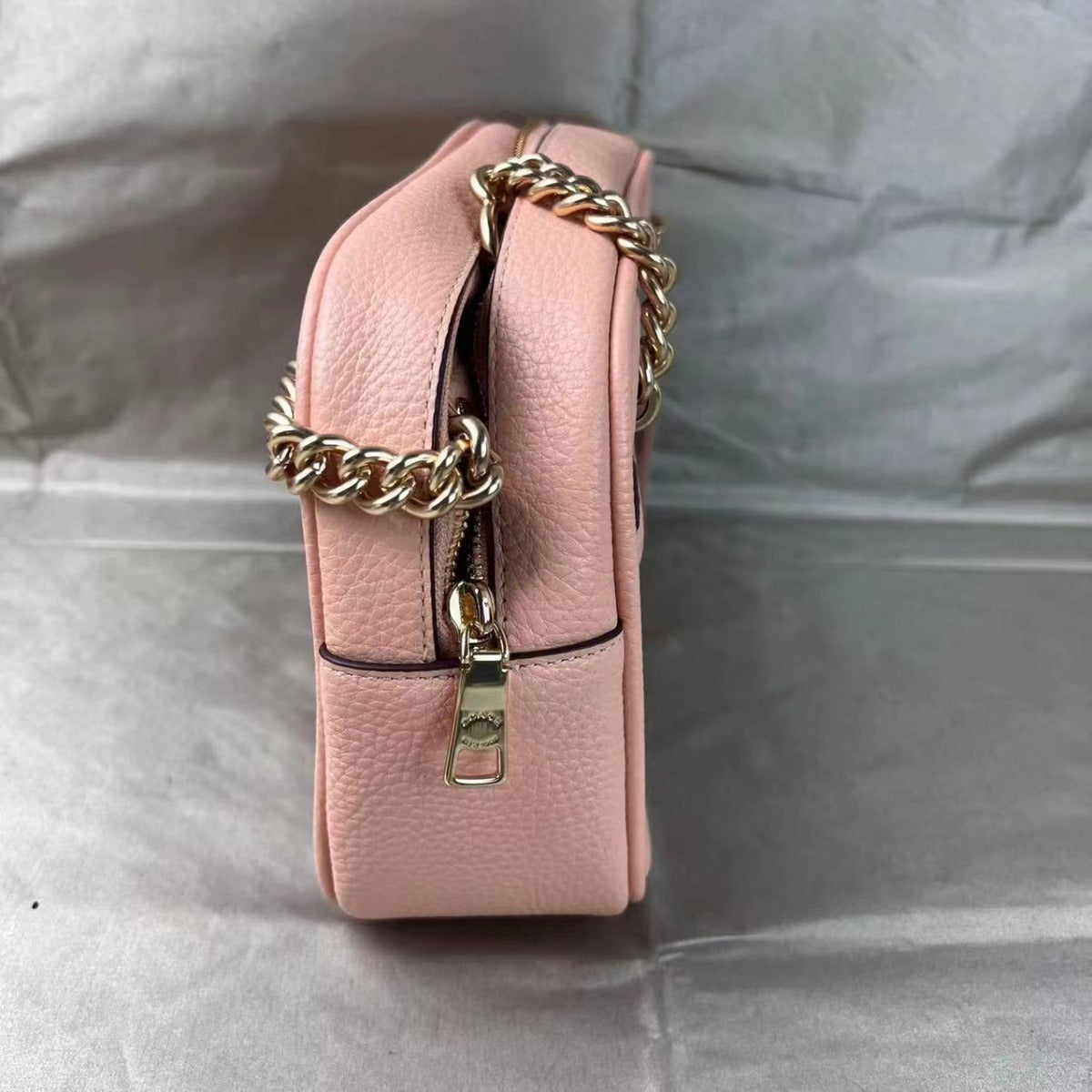 Coach CA143 Cammie Chain Shoulder Bag With Floral Whipstitch In Faded Blush Multi 195031537240