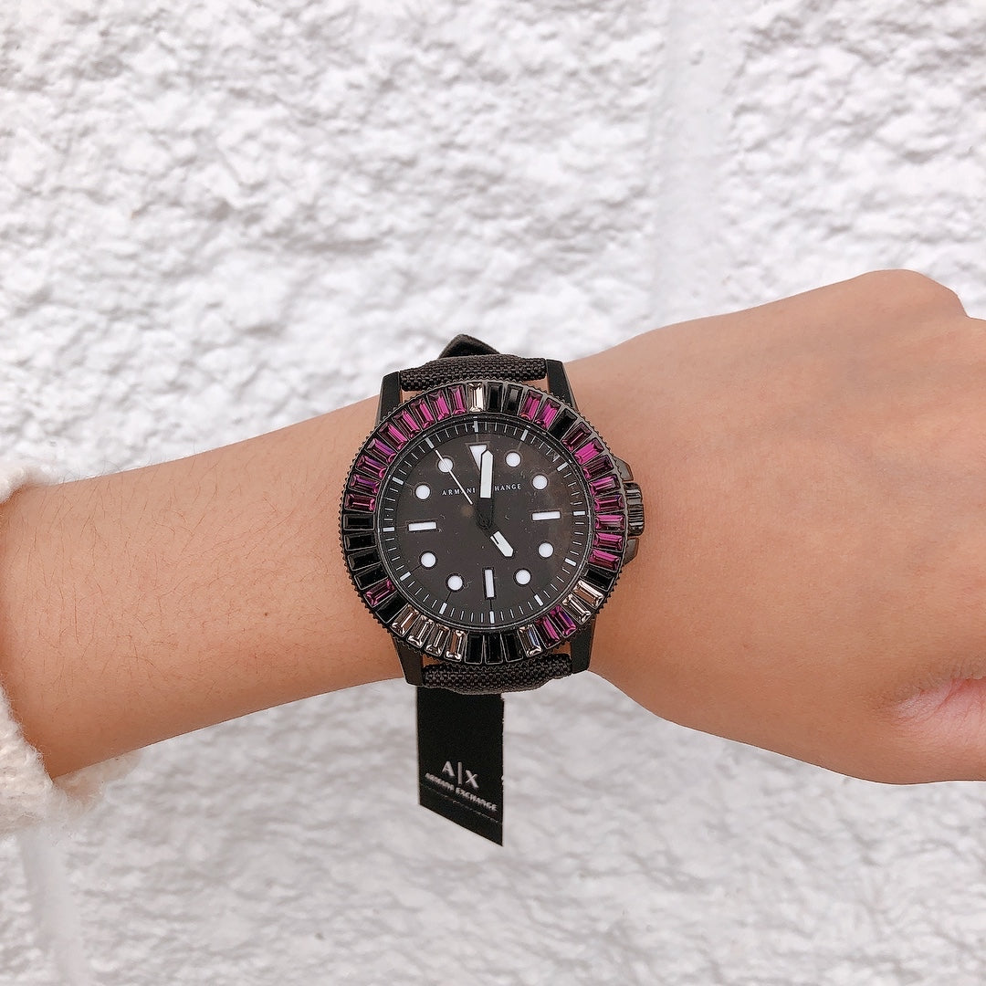 Armani Exchange AX1857 Three-Hand Black Fabric Watch 723763300391