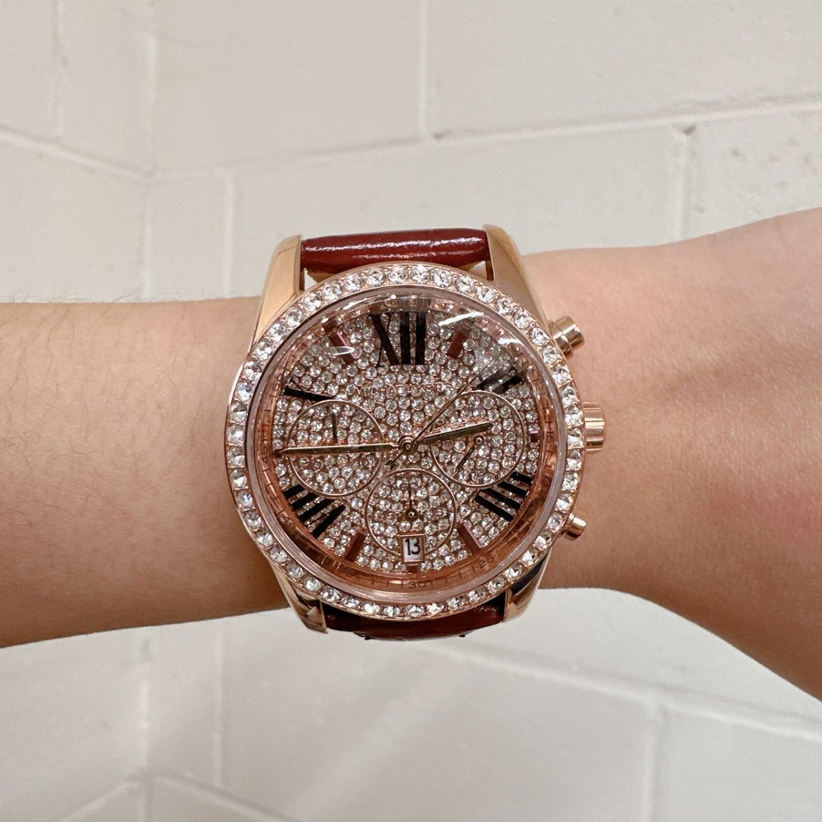 Michael Kors MK2971 Lexington Pave Rose Gold Tone and Crocodile Embossed Leather Watch - 796483577282