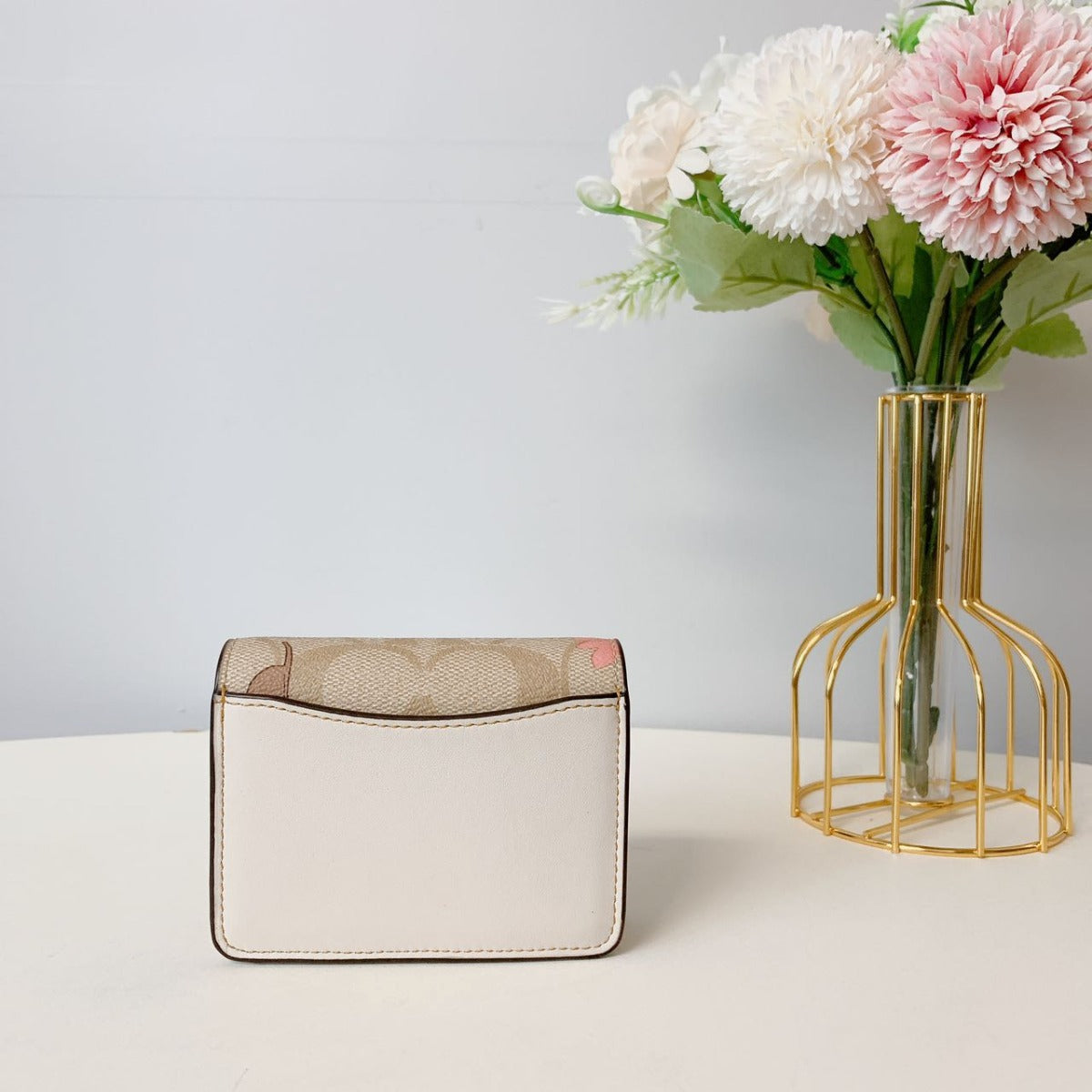 Coach CH714 Mini Wallet On A Chain In Signature Canvas With Floral Cluster Print IN Light Khaki Multi 195031867279