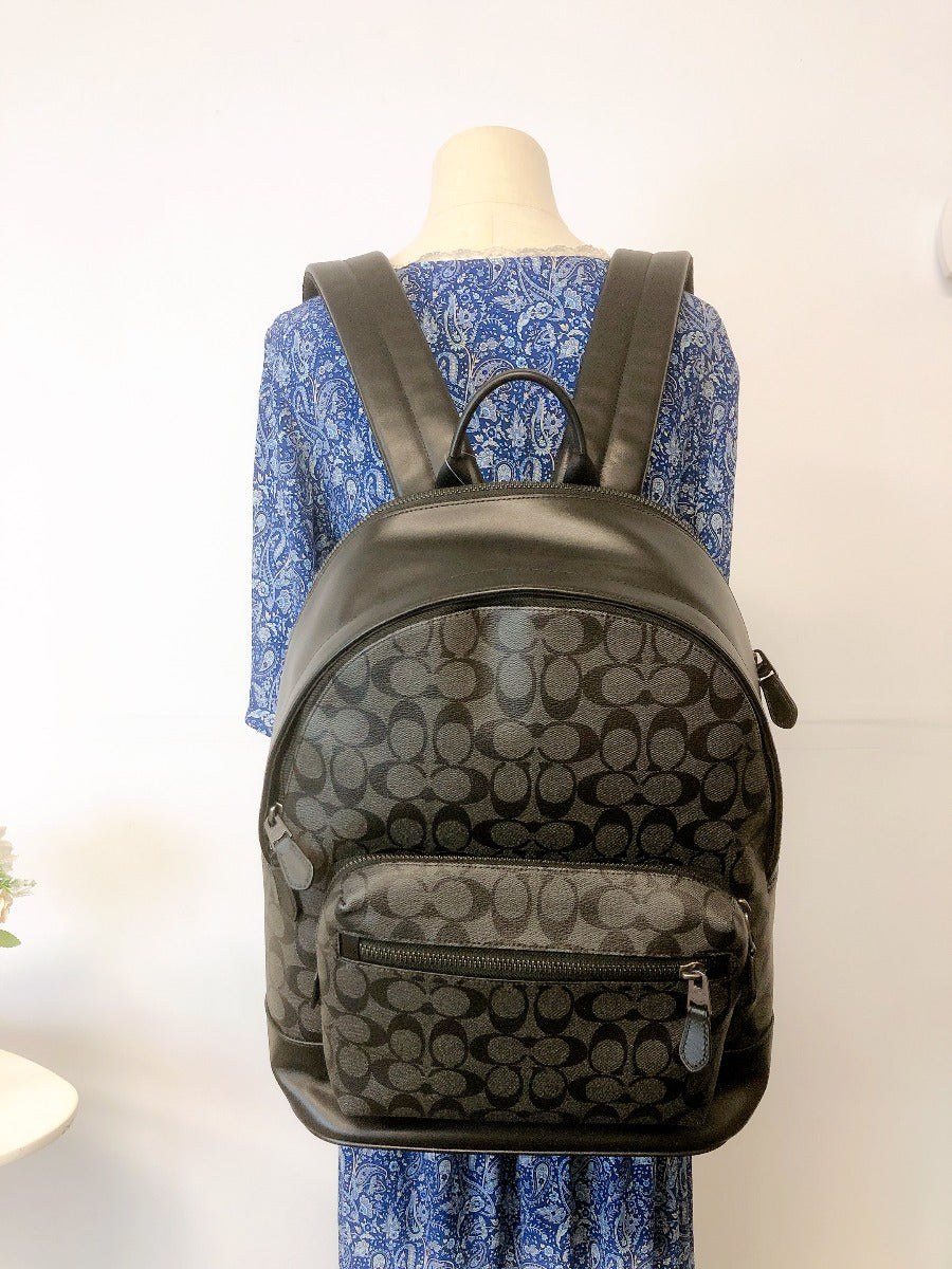 Coach 2736 West Backpack In Signature Canvas IN Charcoal Black 193971865683