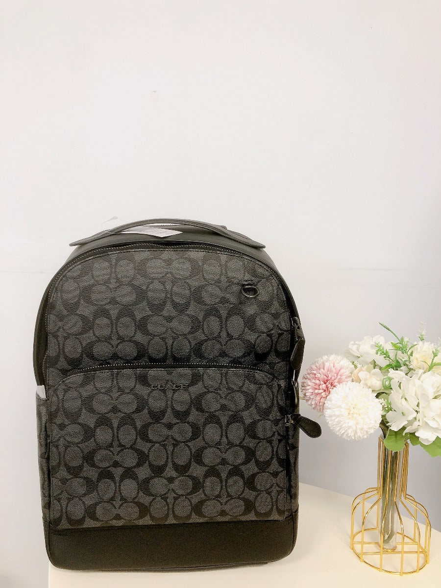 Coach C2935 Graham Backpack In Signature Canvas IN Charcoal Black 195031190094