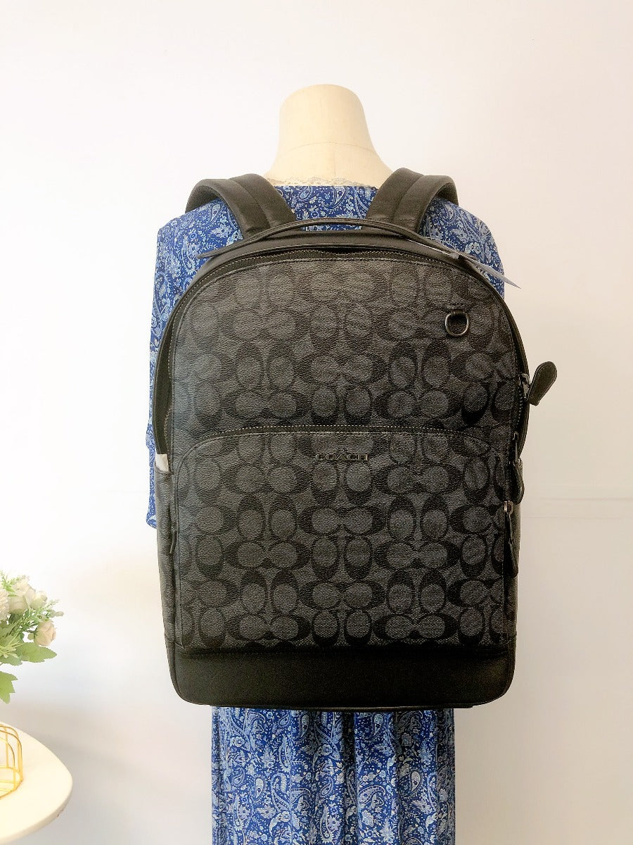 Coach C2935 Graham Backpack In Signature Canvas IN Charcoal Black 195031190094