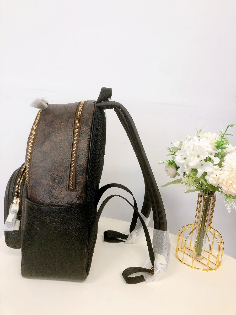 Coach 5671 Court Backpack In Signature Canvas Brown Black 195031088179
