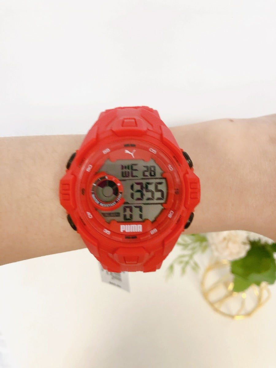 PUMA Bold LCD Red Polyurethane Watch NIB P5040 796483494824