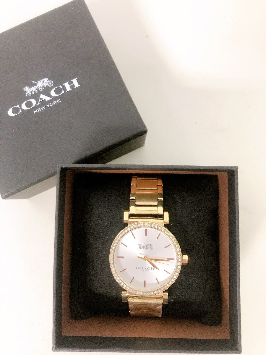 Coach Ladies Madison Gold Band White Dial Perry Watch 36Mm NIB 14503578 - 885997382847
