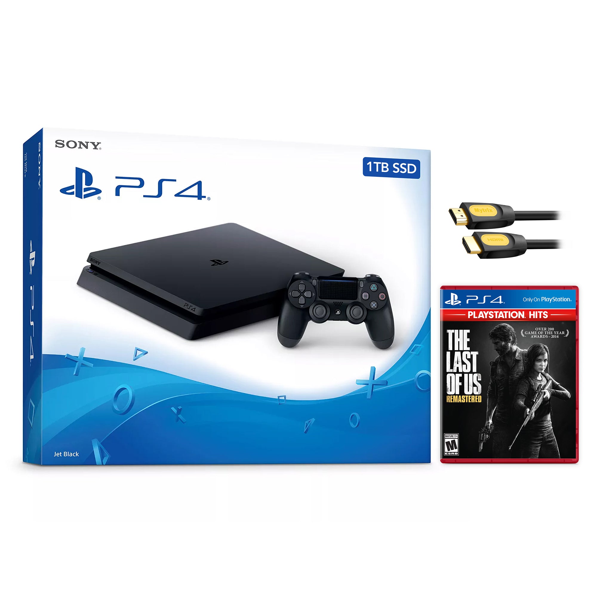 Sony PlayStation 4 Slim Call of Duty Modern Warfare II Bundle Upgrade 1TB SSD PS4 Gaming Console, Jet Black, with Mytrix High Speed HDMI - Internal Fast Solid State Drive Enhanced PS4 Console