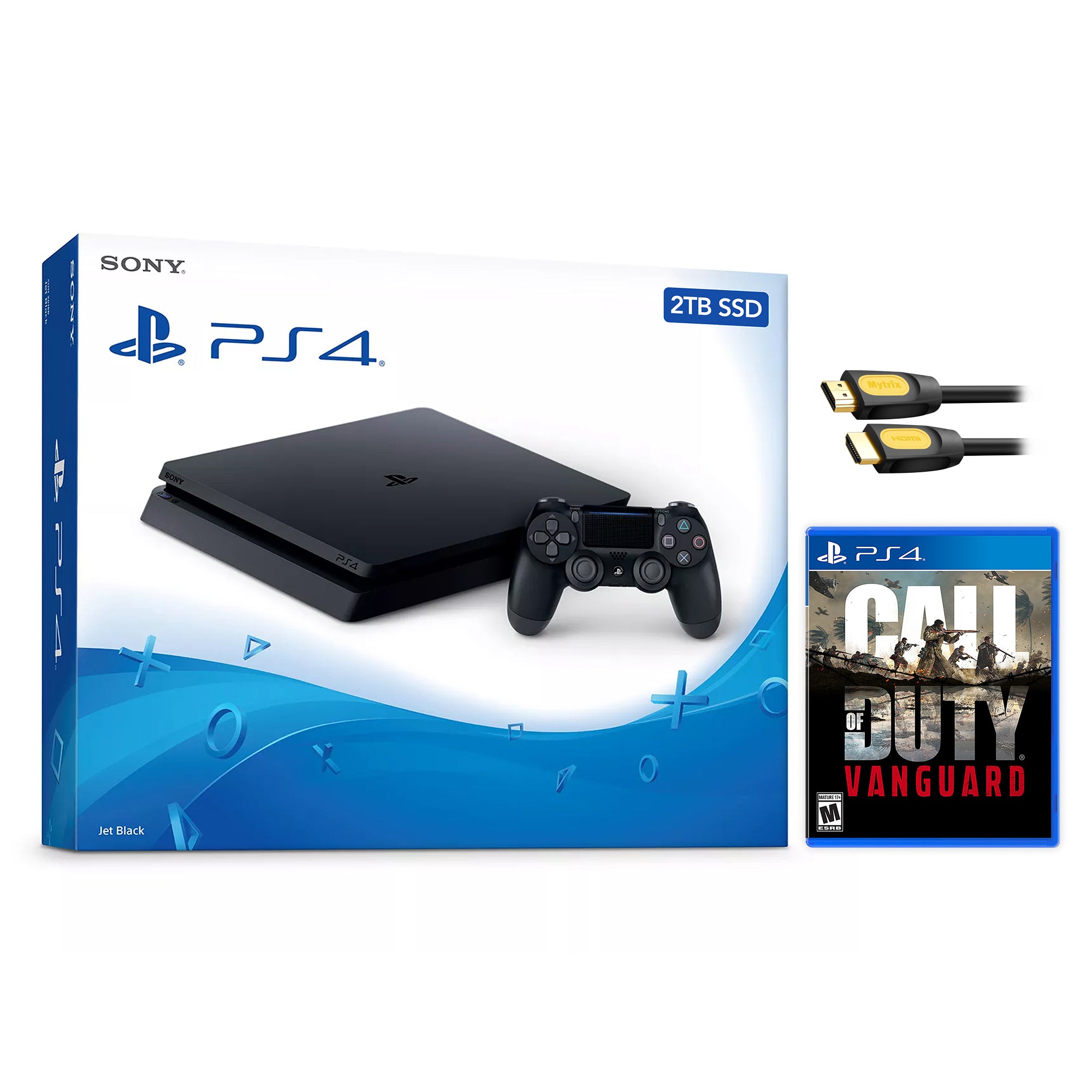 Sony PlayStation 4 Slim The Last of Us: Remastered Bundle Upgrade 2TB SSD PS4 Gaming Console, Jet Black, with Mytrix High Speed HDMI - 2TB Internal Fast Solid State Drive Enhanced PS4 Console