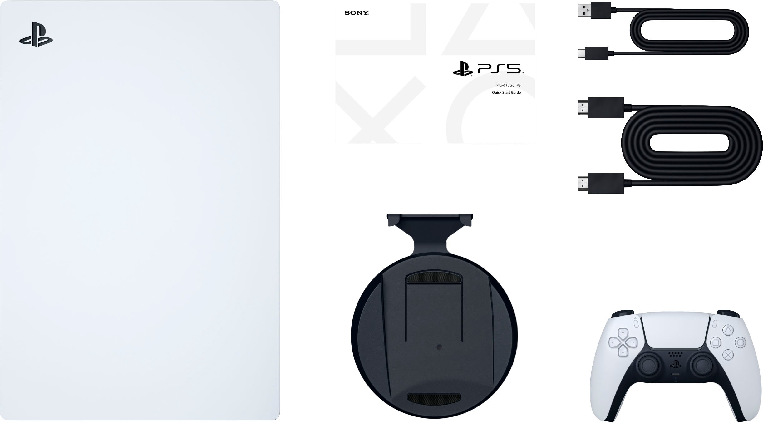 PlayStation 5 Digital Edition with Two Controllers White and Midnight Black DualSense and Mytrix Dual Controller Charger - PS5 Gaming Console