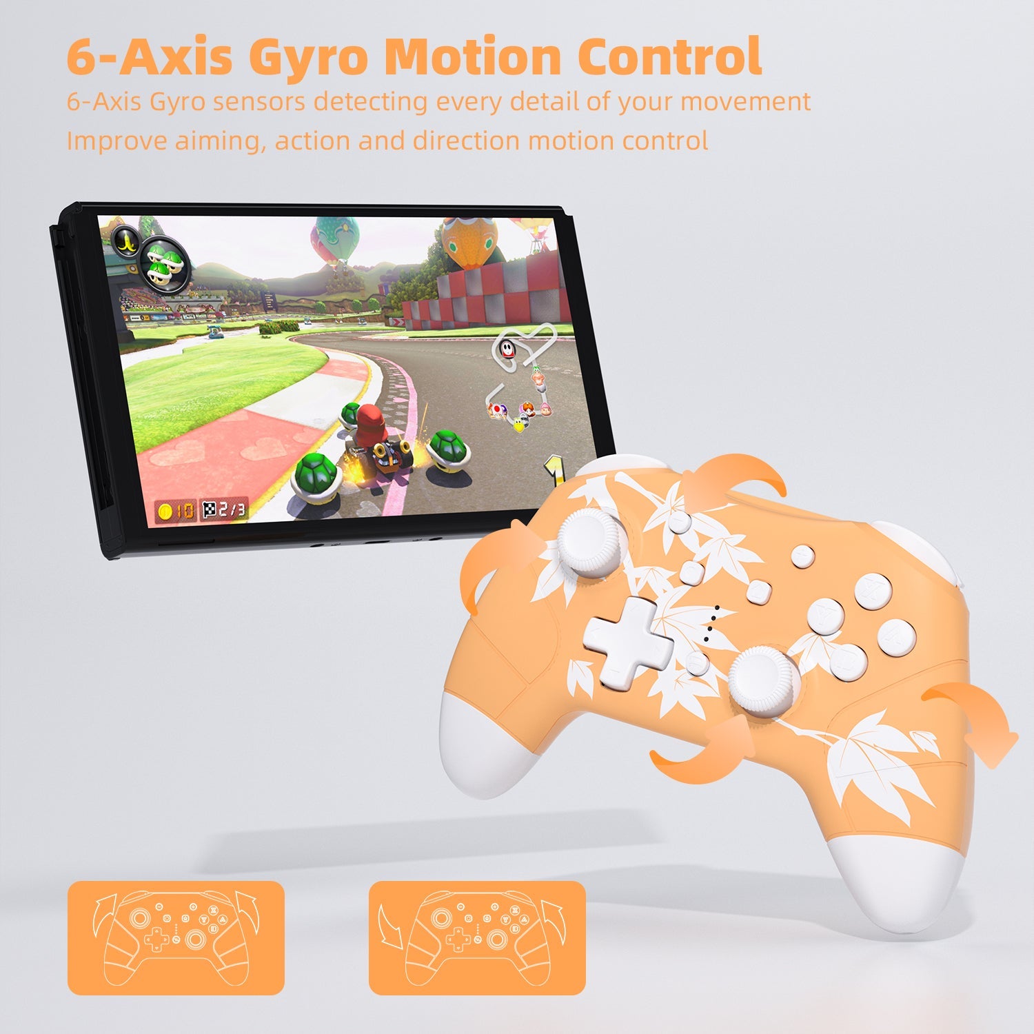 Mytrix Maple Yellow Wireless Switch Pro Controller With the 6-Axis Sensor Gyroscope