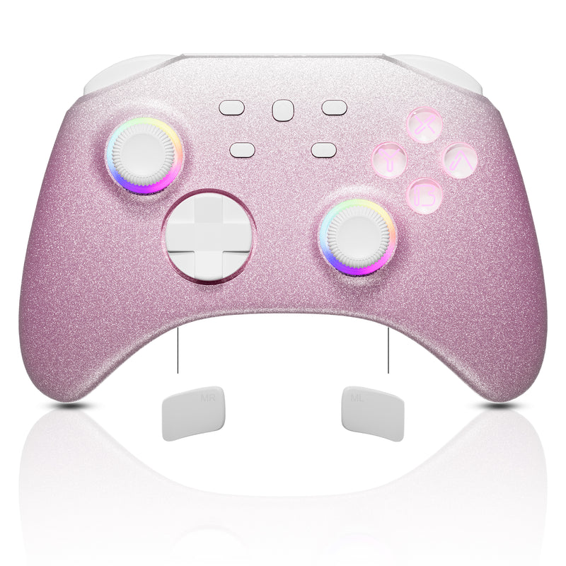Mytrix Pro Wireless Controller Sakura Pink, Bluetooth Controller with Programmable, Compatible with Nintendo Switch, Windows PC, iOS, Android, and Steam/Steam Deck