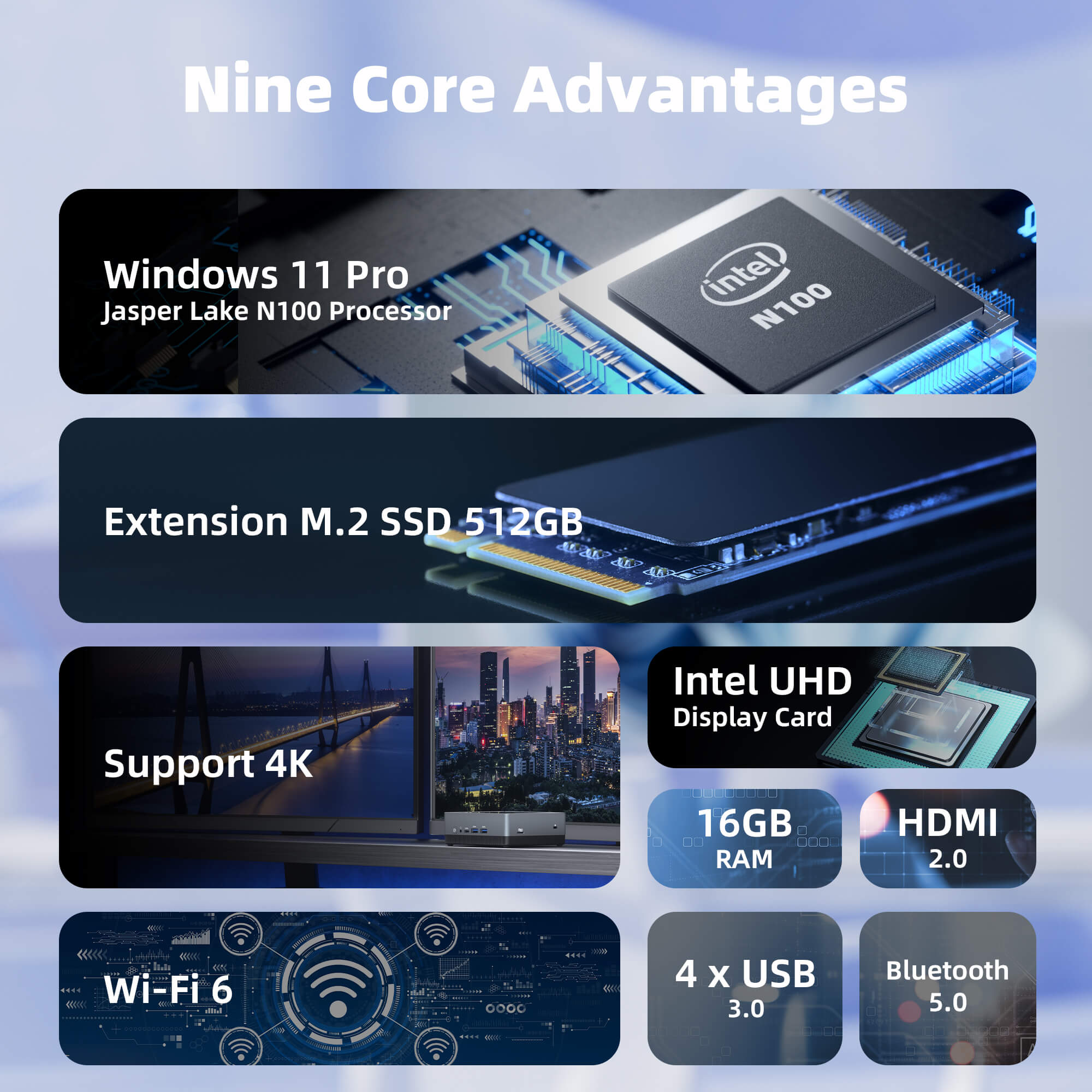 CyberGeek Mini PC Nano A1 Intel N100 16GB RAM Windows 11 Pro