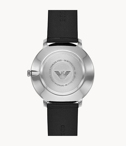 Emporio Armani AR11162 Men's Three-Hand Black Leather Watch - 723763270311