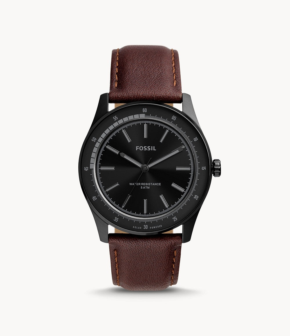 FOSSIL BQ2666 Sullivan Solar-Powered Brown Leather Watch 796483561700