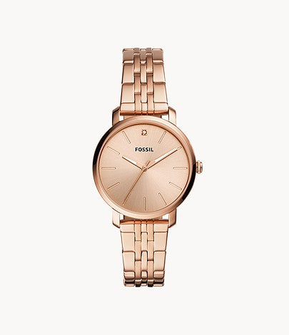 Fossil BQ3567 Lexie Luther Three-Hand Rose Gold-Tone Stainless Steel Watch 796483477384