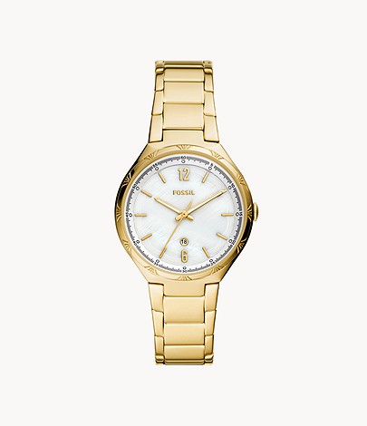 Fossil BQ3740 Ashtyn Three-Hand Date Gold-Tone Stainless Steel Watch 796483548817