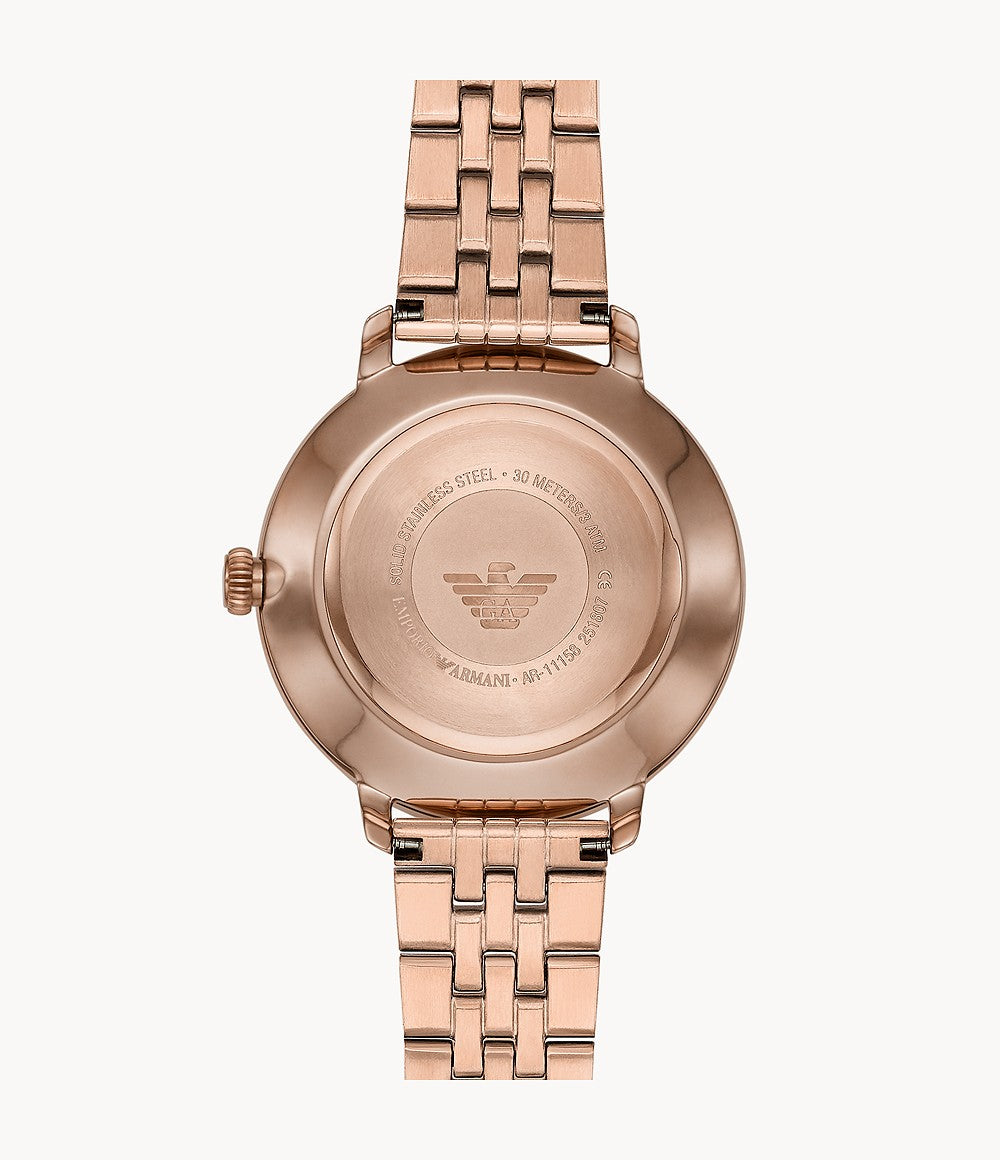 Emporio Armani AR11158 Women's Two-Hand Rose Gold-Tone Steel Watch 723763270274