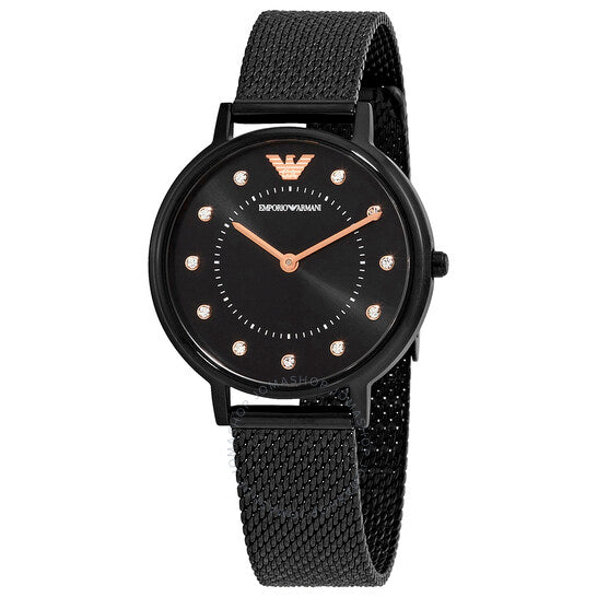 Emporio Armani AR11252 Women's Two-Hand Black Stainless Steel Watch - 723763282659