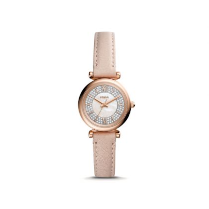 Fossil ES4839 Carlie Mini Three-Hand Nude Leather Watch 796483490239