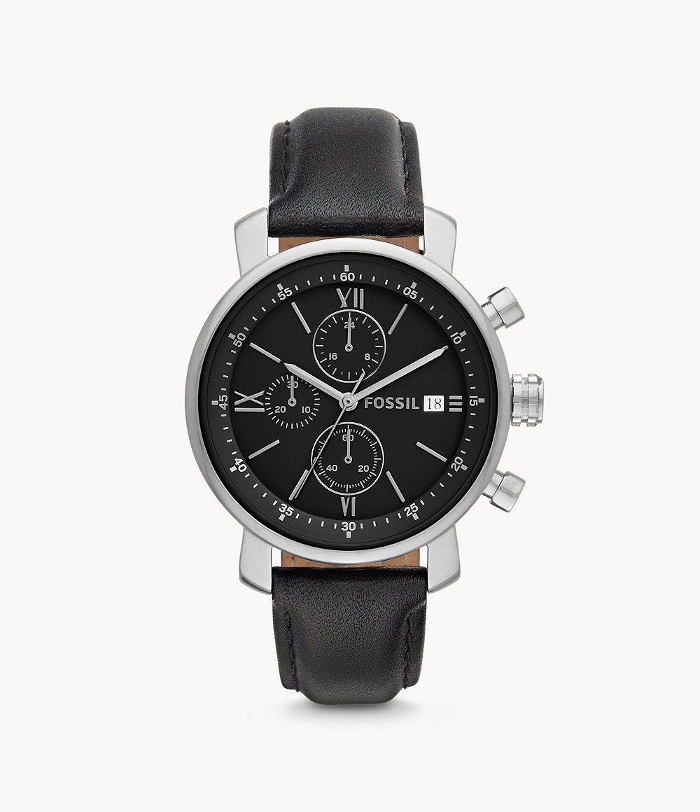 Fossil BQ1006 Rhett Chronograph Black Leather Men's Watch 796483055766
