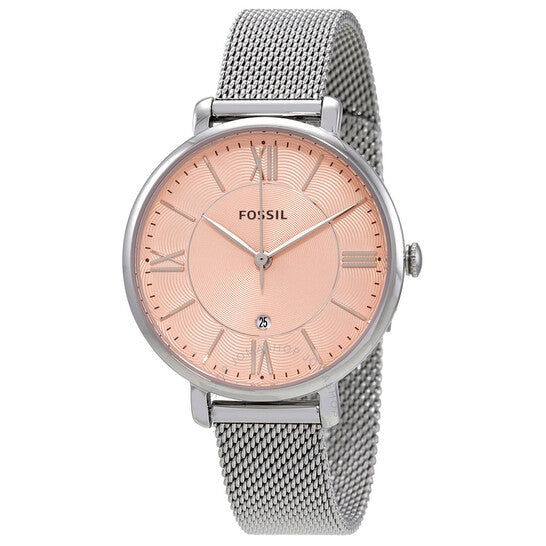 Fossil ES5089 Jacqueline Three-Hand Date Stainless Steel Mesh Watch 796483534889
