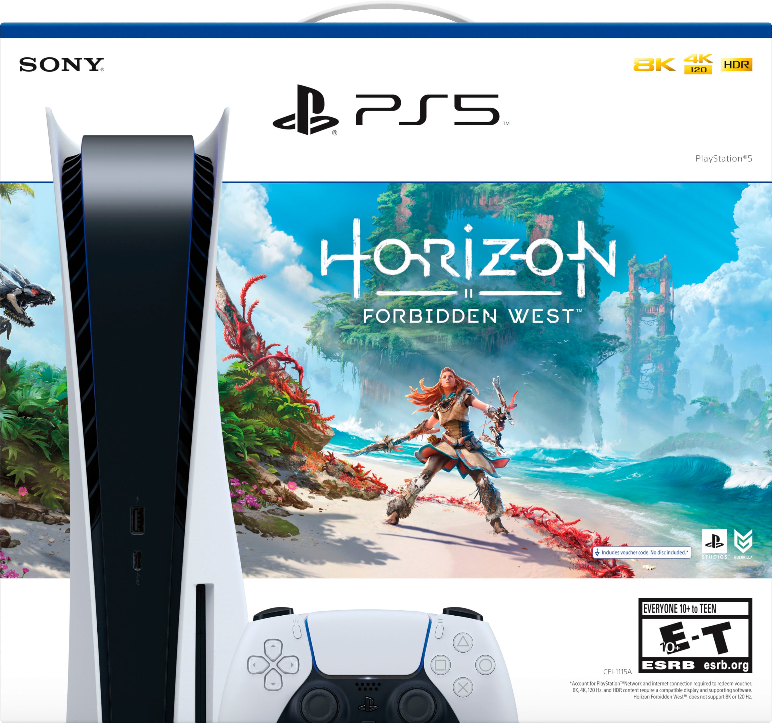 Playstation 5 1.8TB Upgraded Horizon Forbidden West Bundle with Elden Ring and Mytrix Controller Charger