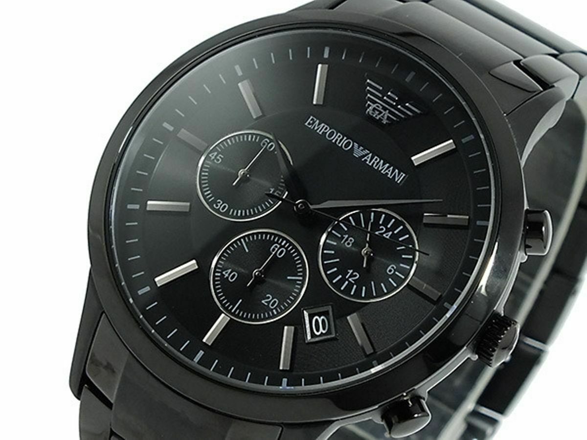 Armani Watches AR2485 Men's Black Steel Bracelet Chronograph Watch 723763238632