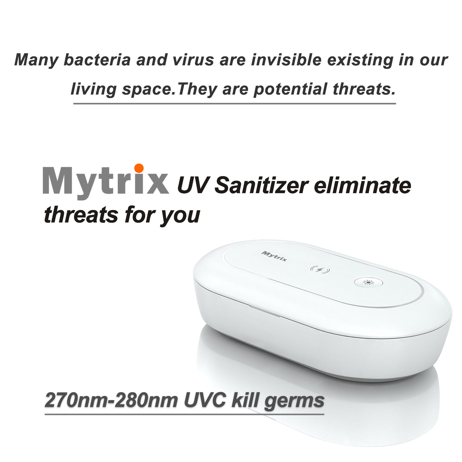 Mytrix Portable UV Sterilizer Box, Ozone Sanitization, Wireless Fast Charging Box with Aroma Diffuser, Multi-functional Box for Smart Phone, Jewelry, Glasses, Watches, 2 year Warranty