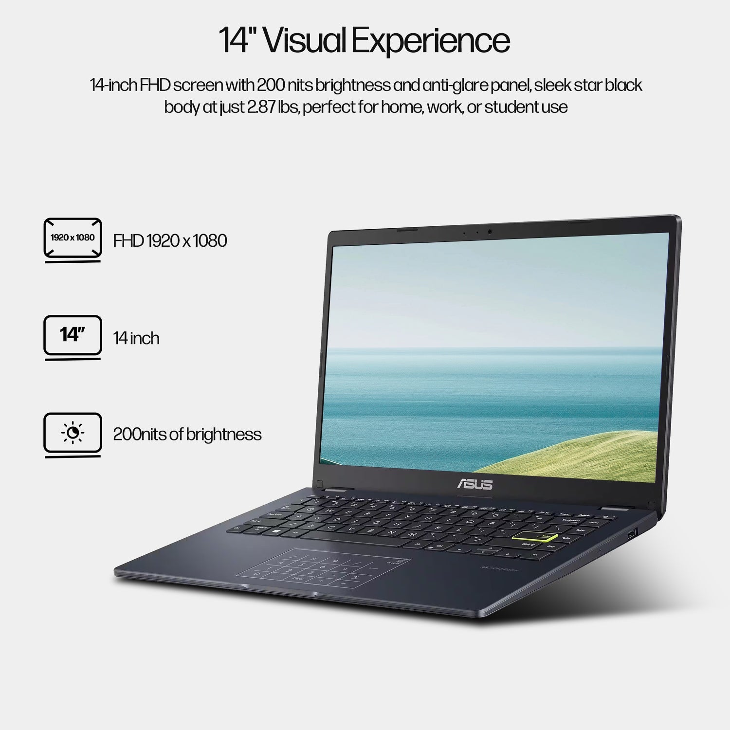ASUS Vivobook Go 14 Laptop, 14” FHD Student Laptop, Intel Celeron N4500, 4GB DDR4 RAM, 128GB eMMC + 512GB Portable SSD, Wi-Fi & BT, Webcam, NumberPad, USB-C, w/HDMI Cable + 5-in-1 Hub, Win 11 Home