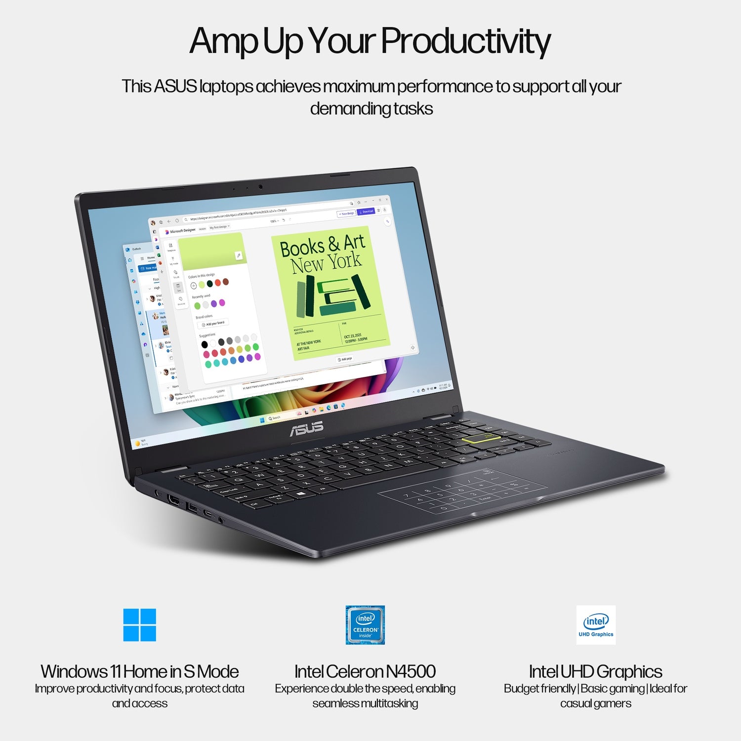 ASUS Vivobook Go 14 inch FHD Laptop for Business & Student, Intel Celeron, 4GB DDR4 RAM, 128GB eMMC + 512GB Portable SSD, 1-Year of Microsoft 365, Wi-Fi, Webcam, NumberPad, HDMI, 5-in-1 Hub, Win 11