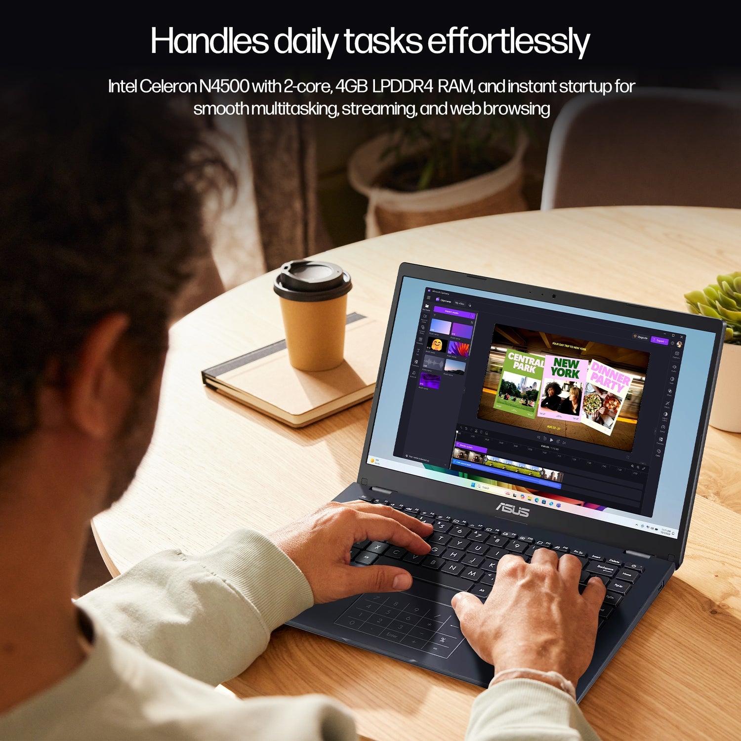 ASUS Vivobook Go 14 Laptop, 14” FHD Display, Intel Celeron N4500, 4GB DDR4 RAM, 128GB eMMC + 256GB Portable SSD, Wi-Fi & Bluetooth, Webcam, NumberPad, USB-C, w/HDMI Cable + 5-in-1 Hub, Win 11 Home