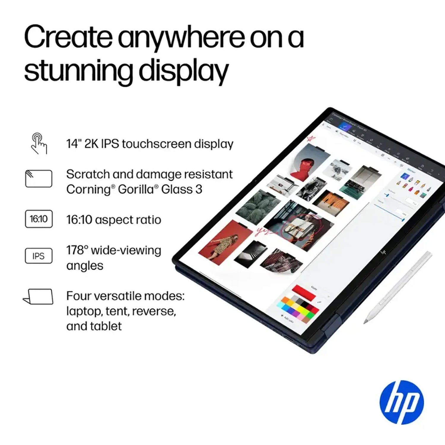 HP Omnibook X Flip 2 in 1 14’’ 2K Touchscreen Laptop, Convertible Laptop 16GB DDR5 RAM 512GB SSD, Intel Core Ultra 5, Intel Arc 130V GPU, Thunderbolt 4, Windows 11 Pro, Office 365 with Microsoft Pen