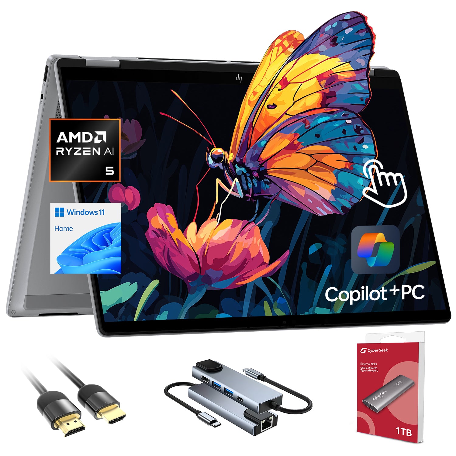 HP OmniBook X Flip Copilot+ PC Laptop Computer, 2-in-1 16