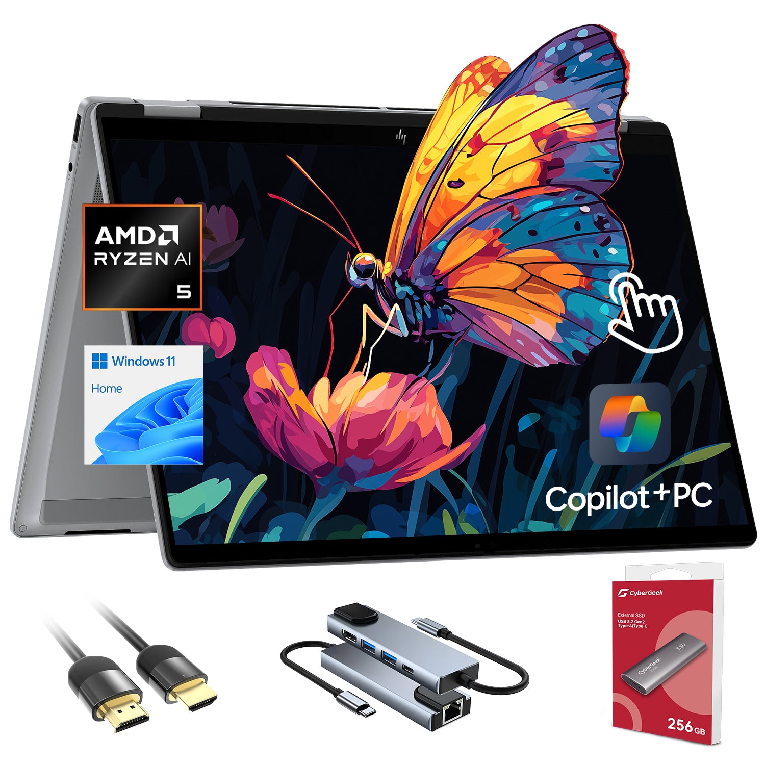 HP OmniBook X Flip Copilot+ PC Laptop Computer, 2-in-1 16