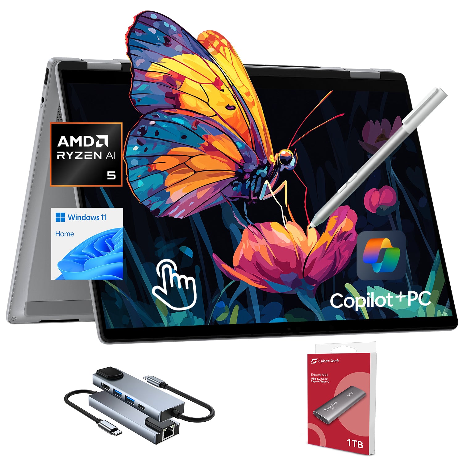 HP OmniBook X Flip Copilot+ PC Laptop Computer, 2-in-1 16