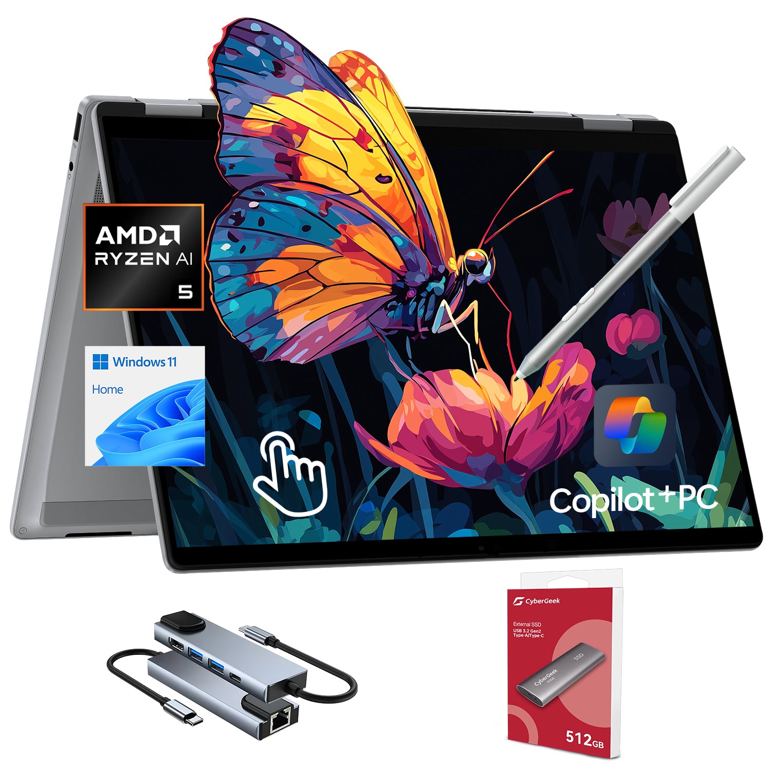 HP OmniBook X Flip Copilot+ PC Laptop Computer, 2-in-1 16