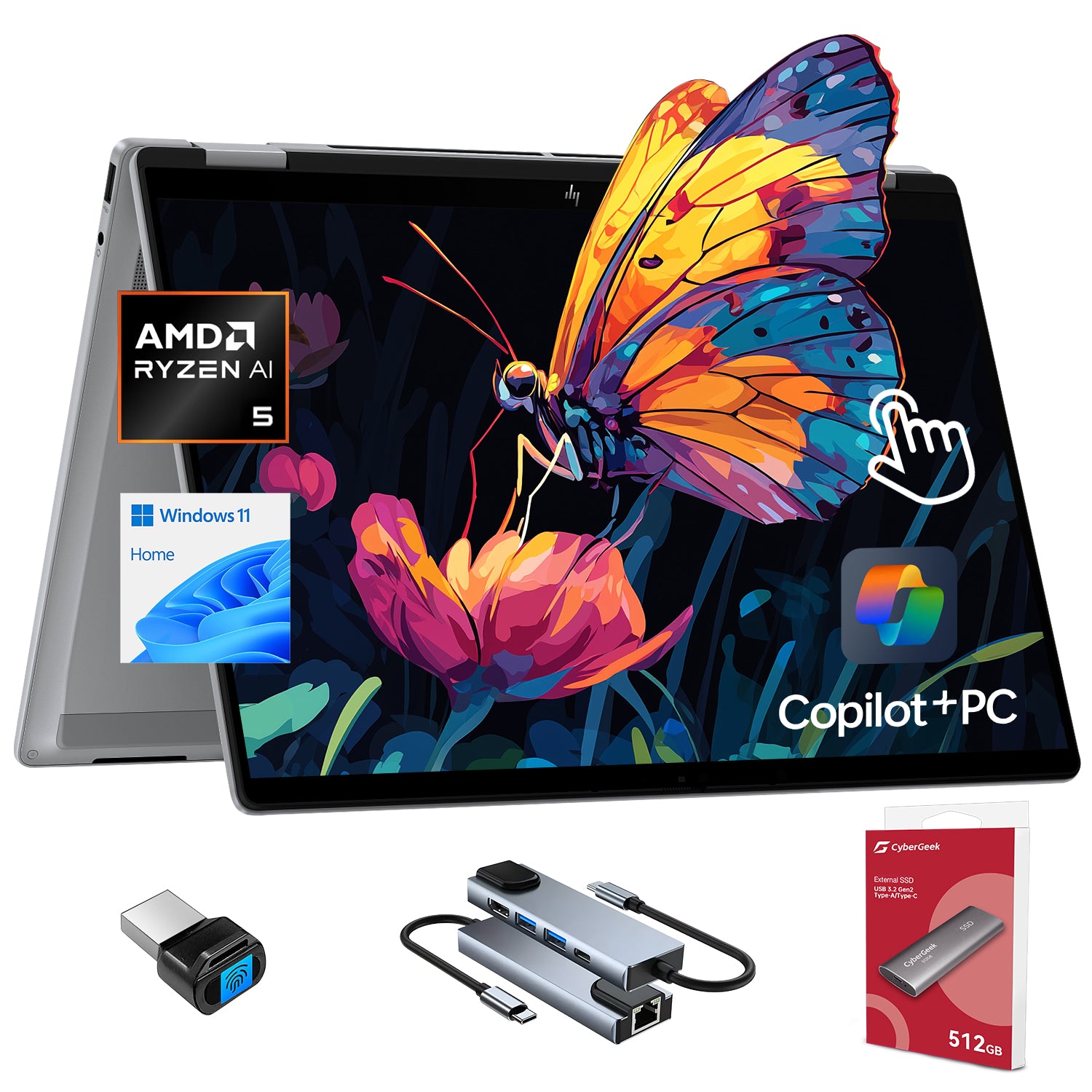HP OmniBook X Flip Copilot+ PC Laptop Computer, 2-in-1 16